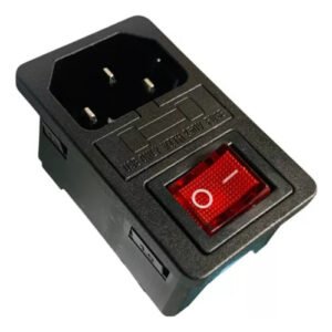Kit 10 Peças Tomada Ac Painel 10a Iec 320 Macho C/ Porta Fusível