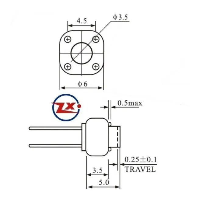Kit 100 Peças - Chave Tactil Redonda 2 Terminais 5mm - Imagem 2