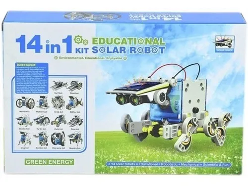 Kit Montagem Robo Solar 14x1 Iniciante Educacional Robótica 14 Em 1