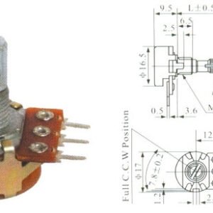 Kit 50 Peças - Potenciômetro Linear 10k L15 C/ Chave Mini Wh160