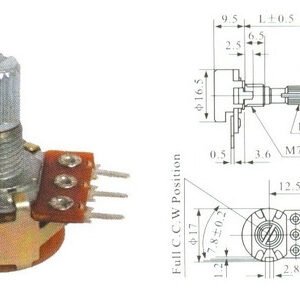 Kit 100 Peças - Potenciômetro Linear 200k L15 C/ Chave Mini Wh160
