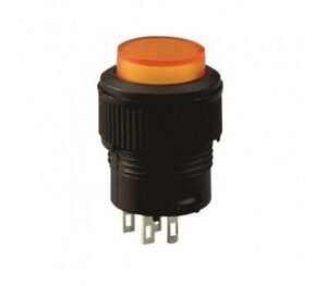 Kit 10 Peças  Chave Botão Sem Trava C/ Neon 4t R16-503bd Amarela