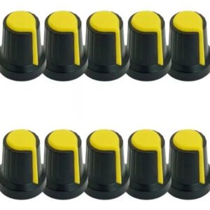 Kit 10 Peças- Knob Potenciômetro Eixo Estriado 6mm 481-2 Amarelo
