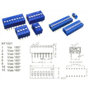Kit 21 Peças - Chave Dip Switch 8 Vias 180 Graus Azul