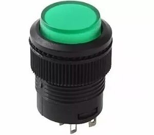 Kit 50 Peças  Chave Botão Sem Trava C/ Neon 4t R16-503bd Verde