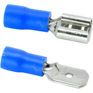 Kit 50 Pares Terminal Faston Macho E Fêmea Pré Isolado Azul