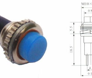 Kit 50 Peças- Chave Push Button Ds-316 Na Sem Trava Azul