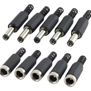 Kit 10 Pares - Plug P4 Macho E Femea 2,1mm Para Extensão Preto