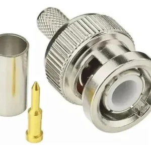 Kit 50 Peças - Conector Bnc P/ Crimpar Macho Rg59 75 Ohms Prateado